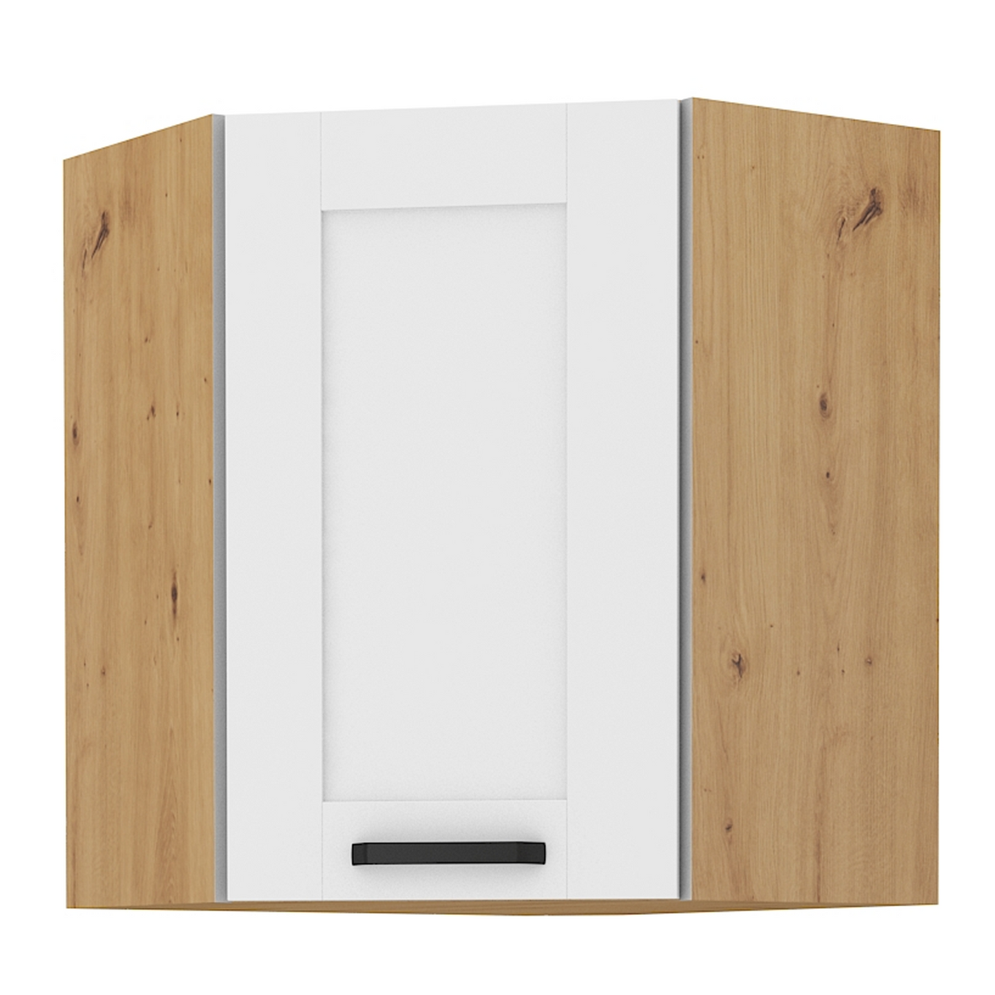 Dulap superior, de colţ, alb/stejar artizan, LULA 58x58 GN-72 1F
