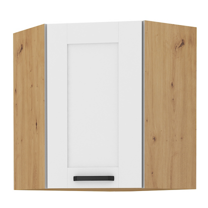 Dulap superior, de colţ, alb/stejar artizan, LULA 58x58 GN-72 1F