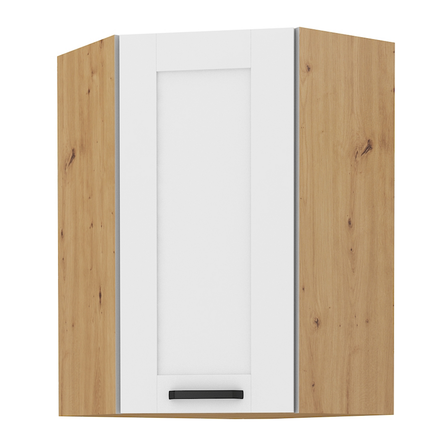 Dulap superior, de colţ, alb/stejar artizan, LULA 58x58 GN-90 1F