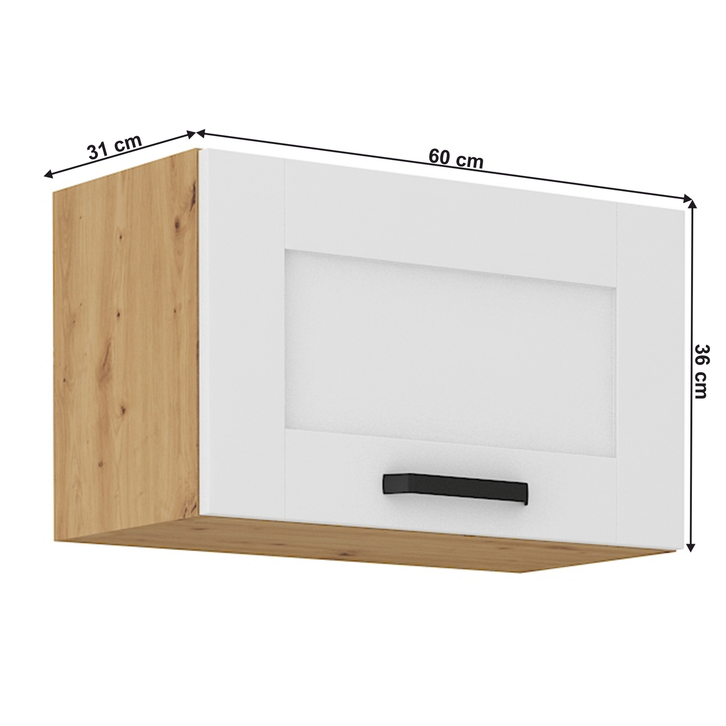 Dulap superior, alb/stejar artizan, LULA 60 GU-36 1F