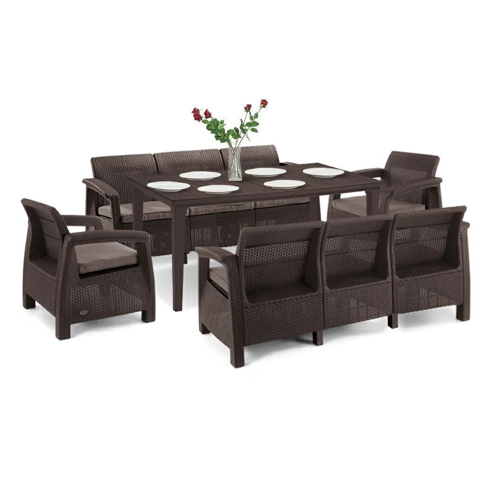 Set de mobilier de grădină Corfu Love max duo cu masă Futura maro