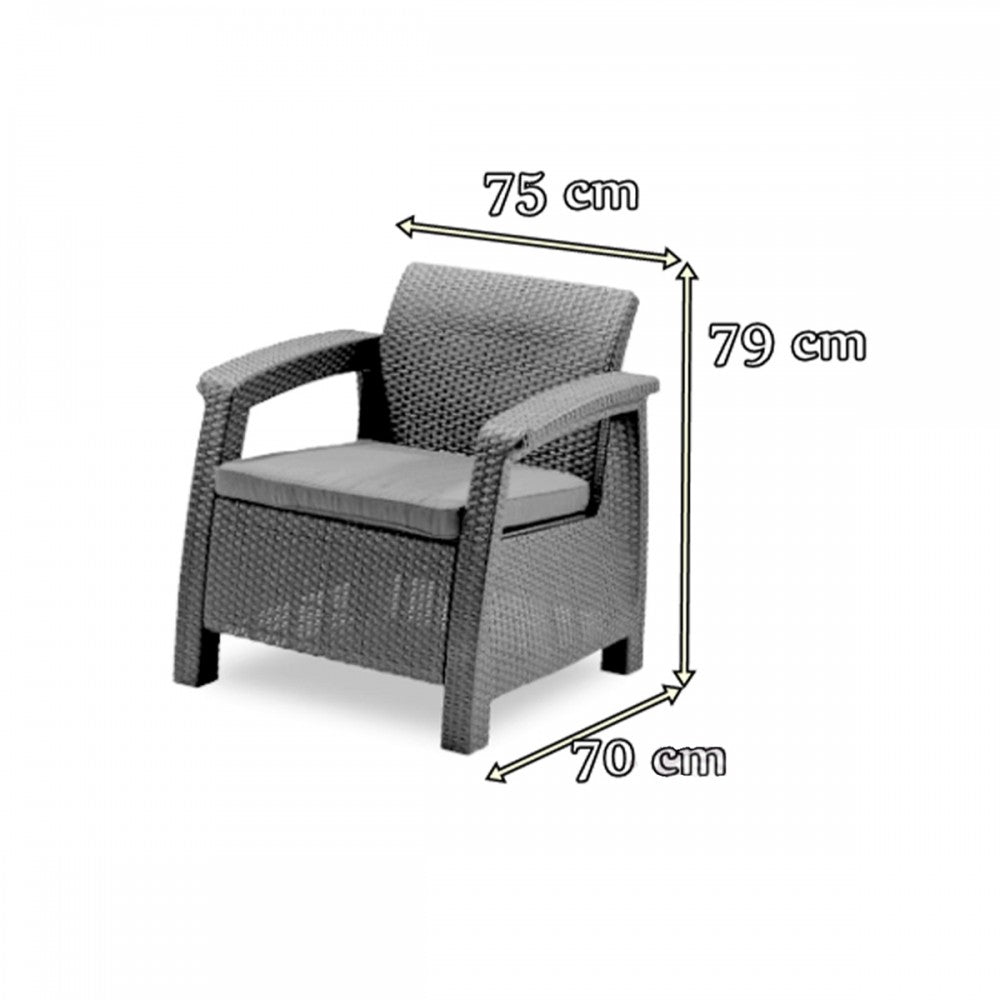 Set de mobilier de grădină Corfu Love max duo cu masă Futura maro