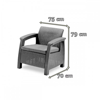 Set de mobilier de grădină Corfu Love max duo cu masă Futura maro