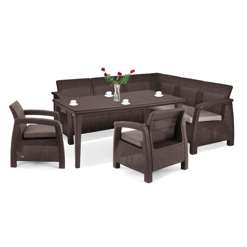 Set de mobilier de grădină Corfu Relax duo cu masă Futura maro