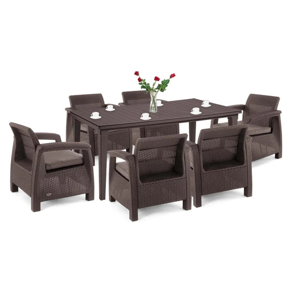 Set de mobilier de grădină Corfu Big Duo cu masă Futura maro