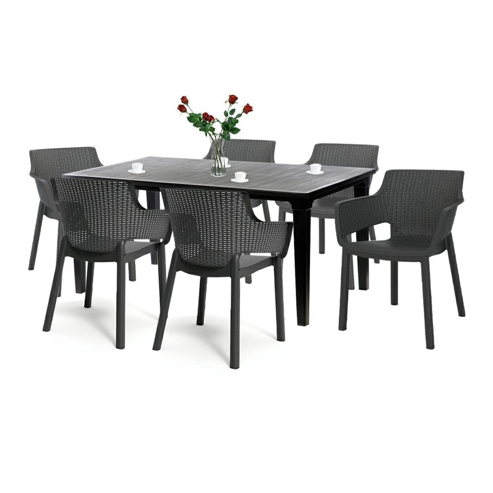 Set mobilier de grădină Fueva 6+1, grafit