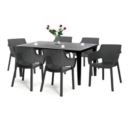 Set mobilier de grădină Fueva 6+1, grafit