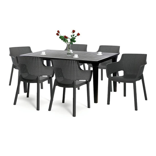 Set mobilier de grădină Fueva 6+1, grafit