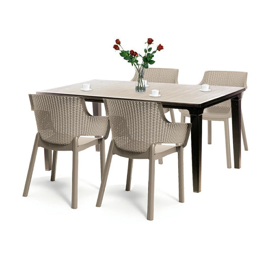 Set mobilier de grădină Fueva 4+1, culoare cappuccino