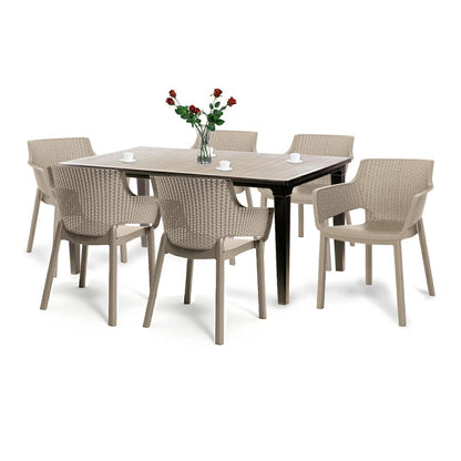 Set mobilier de grădină Fueva 6+1, culoare cappuccino