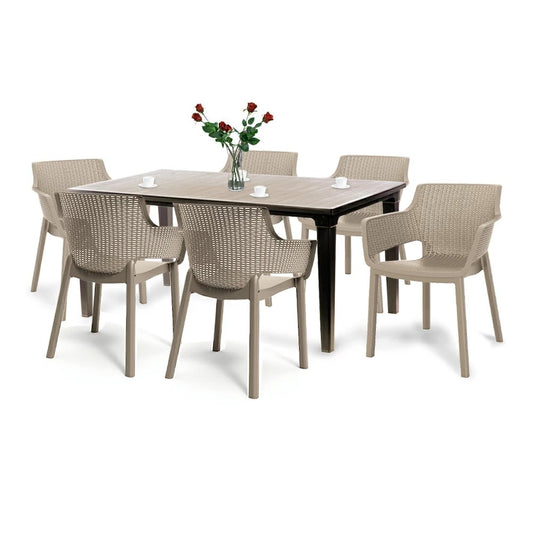 Set mobilier de grădină Fueva 6+1, culoare cappuccino