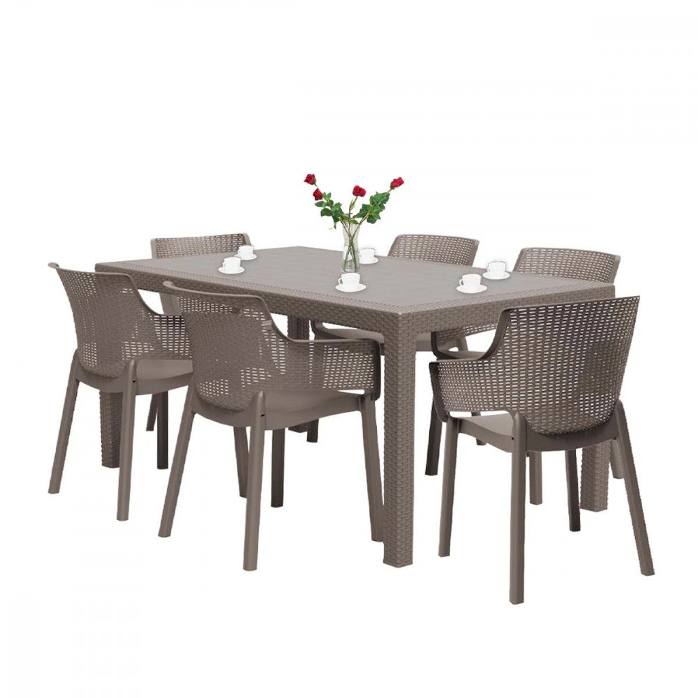 Set mobilier de grădină Evody 6+1 cappuccino
