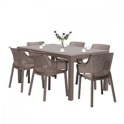 Set mobilier de grădină Evody 6+1 cappuccino