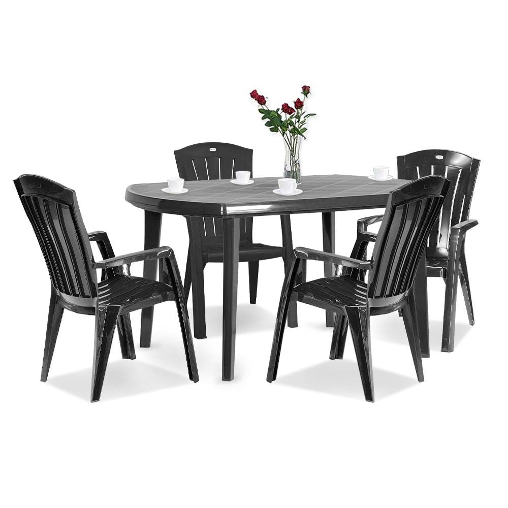 Set de mobilier de grădină Eltorini 4+1 în culoarea grafit