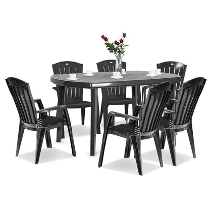 Set de mobilier de grădină Eltorini 6+1 în culoarea grafit