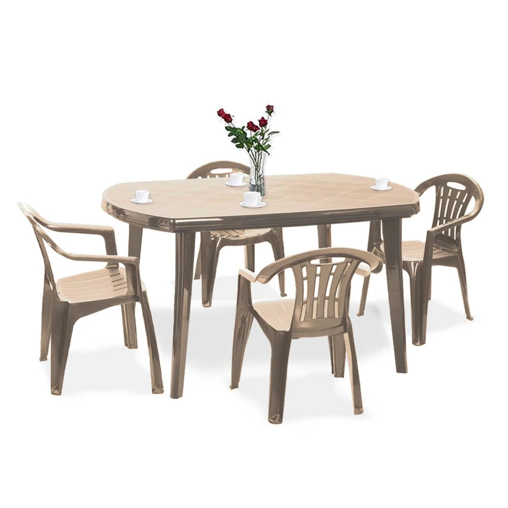 Set de mobilier de grădină Elma 4+1 în culoarea cappuccino