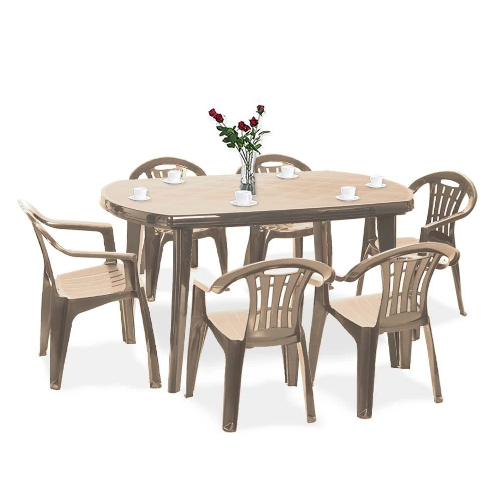 Set de mobilier de grădină Elma 6+1 în culoarea cappuccino