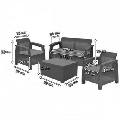 Set de mobilier de grădină Corfu box set, culoare maro, cu perne taupe calde