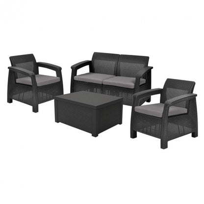 Set de mobilier de grădină Corfu Box set, culoare grafit, cu pernă gri deschis