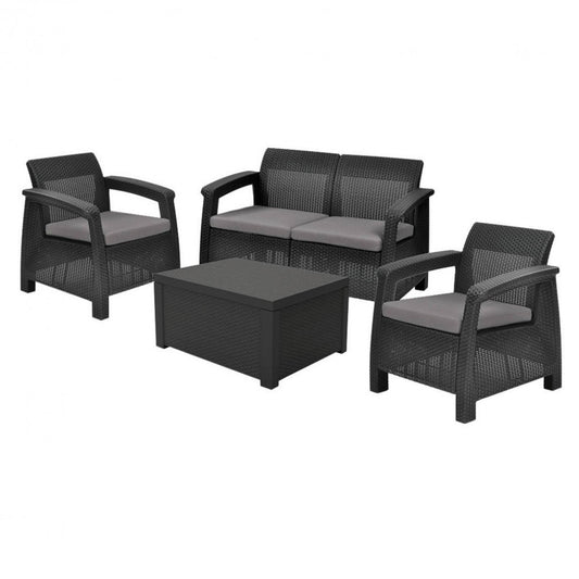 Set de mobilier de grădină Corfu Box set, culoare grafit, cu pernă gri deschis