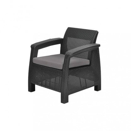 Set de mobilier de grădină Corfu Box set, culoare grafit, cu pernă gri deschis