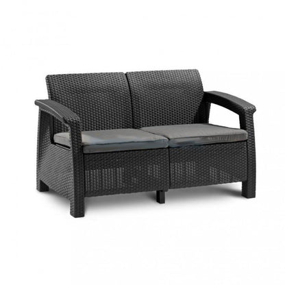 Set de mobilier de grădină Corfu Box set, culoare grafit, cu pernă gri deschis