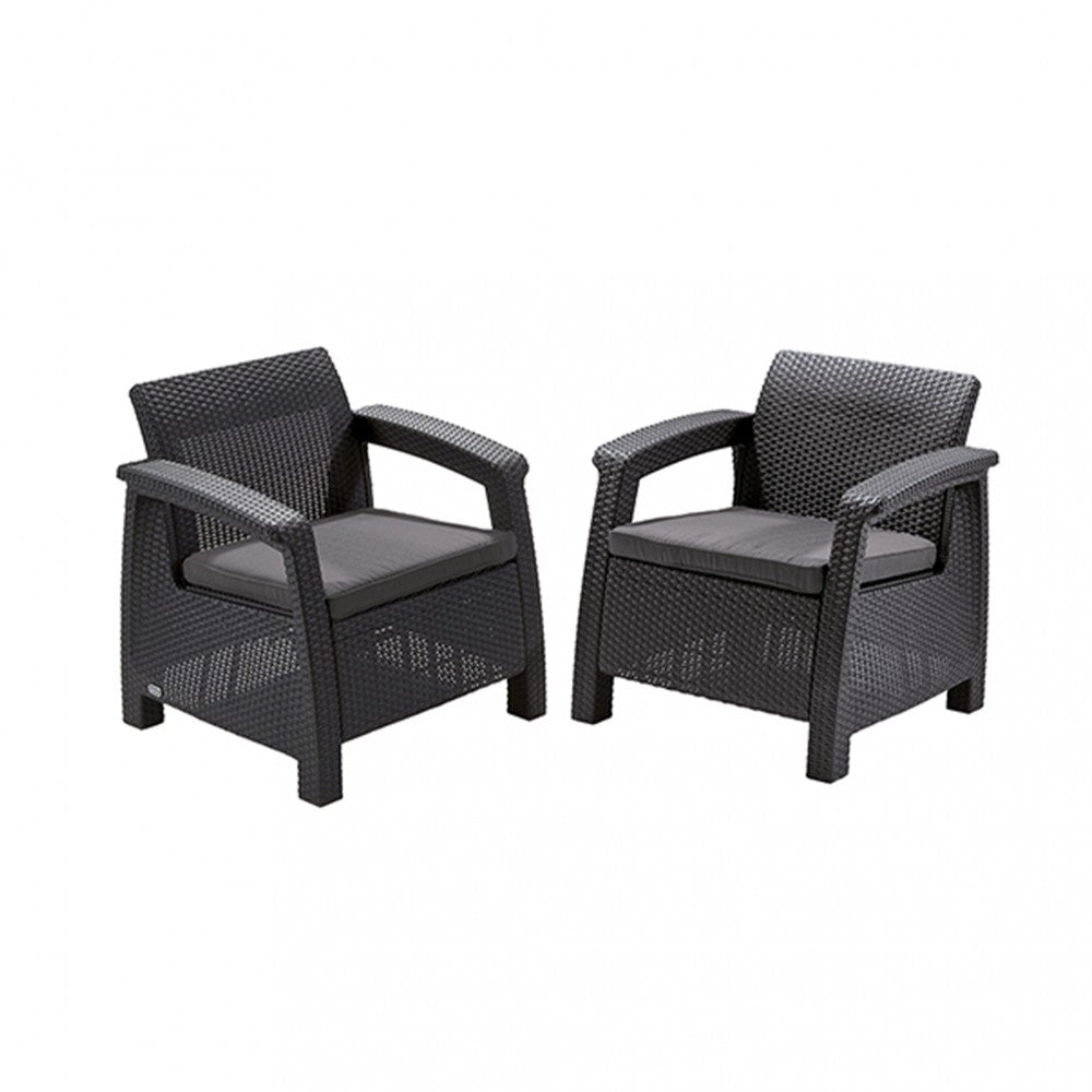 Set fotolii Corfu duo, culoare grafit, cu pernă gri deschis