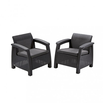 Set fotolii Corfu duo, culoare grafit, cu pernă gri deschis