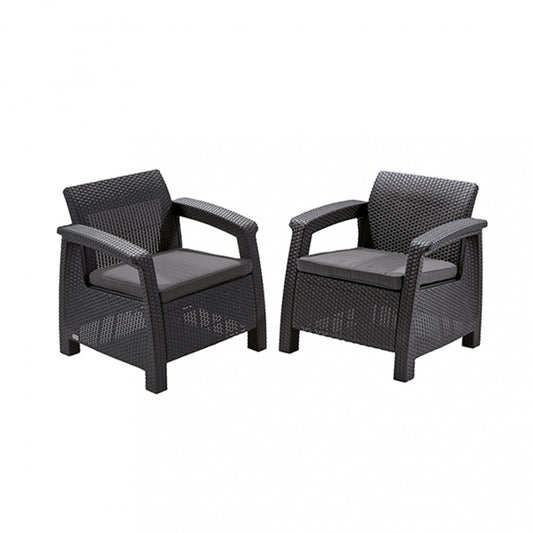 Set fotolii Corfu duo, culoare grafit, cu pernă gri deschis
