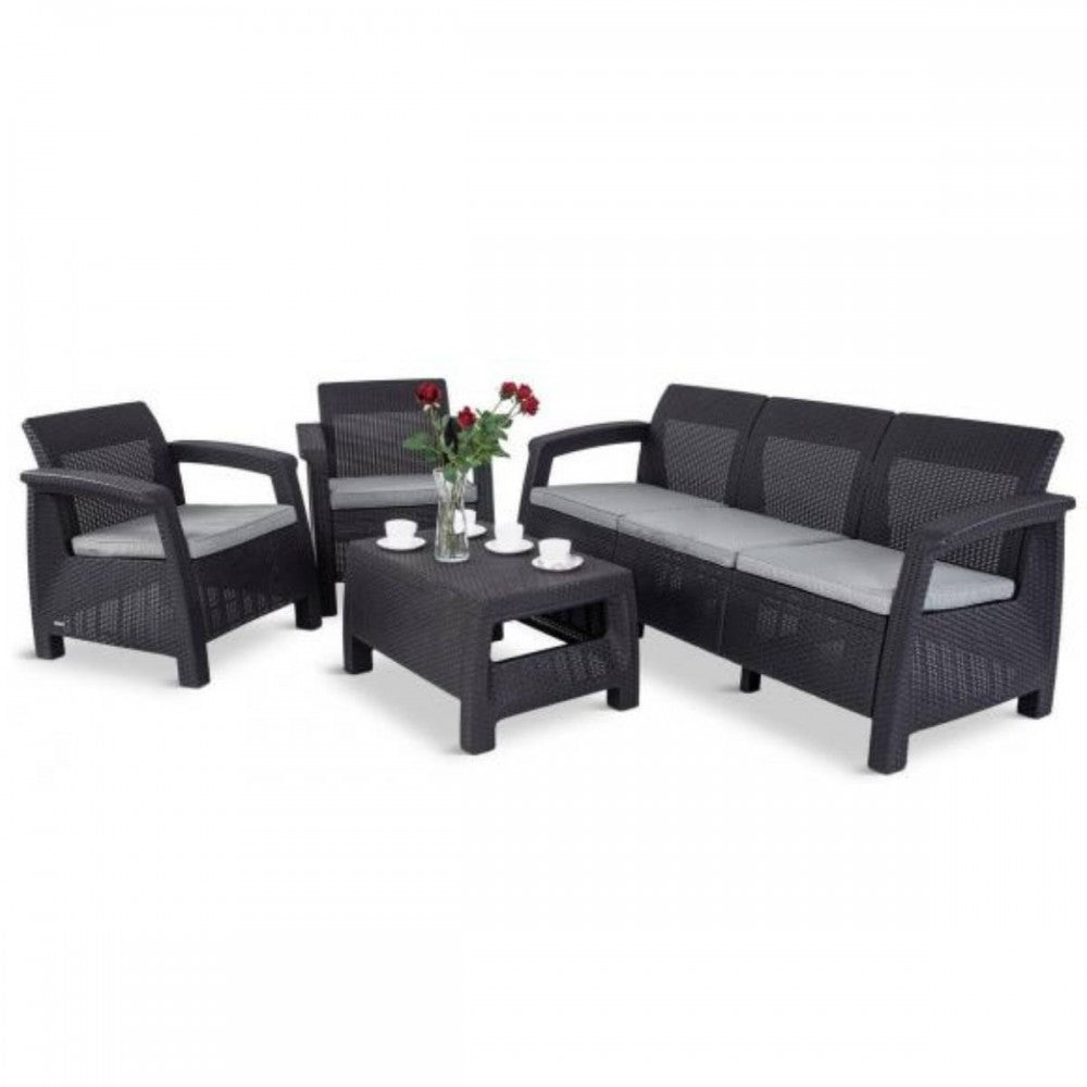 Set de mobilier de grădină Corfu Love duo în culoarea grafit