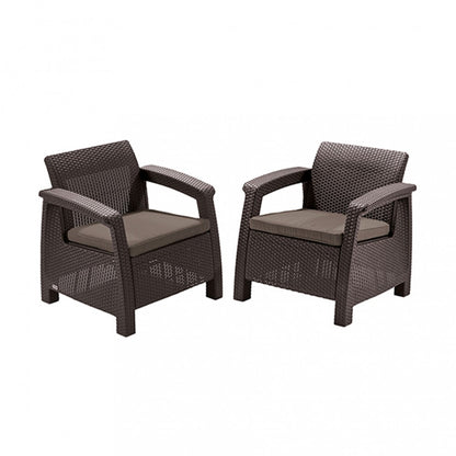 Set fotolii Corfu duo, maro, cu perne taupe calde