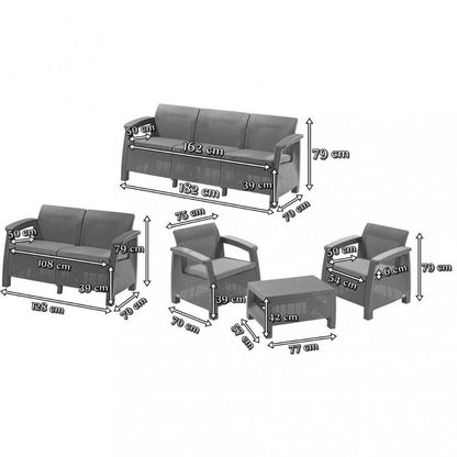 Set de mobilier de grădină Corfu max set, maro, cu perne taupe calde
