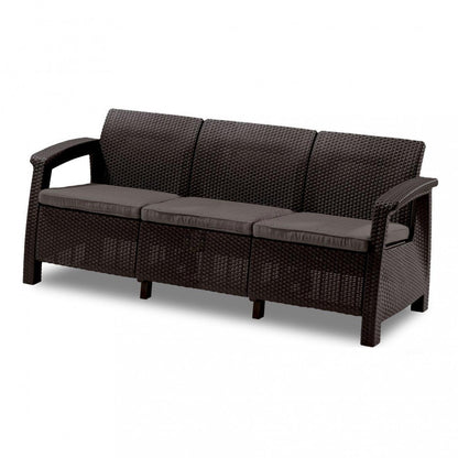 Set de mobilier de grădină Corfu max set, maro, cu perne taupe calde