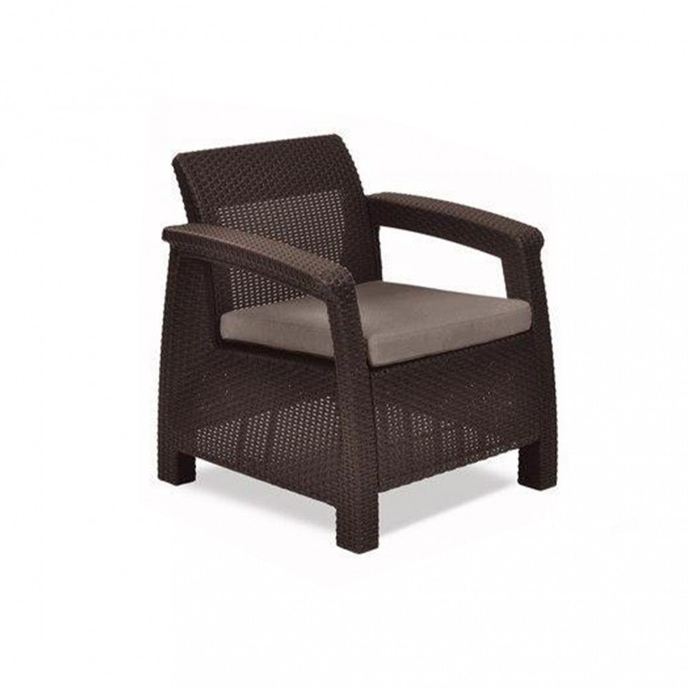 Set de mobilier de grădină Corfu max set, maro, cu perne taupe calde