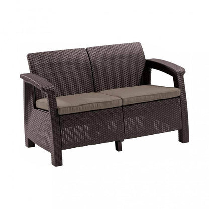Set de mobilier de grădină Corfu, culoare maro, cu perne taupe calde