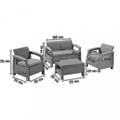 Set de mobilier de grădină Corfu, culoare maro, cu perne taupe calde