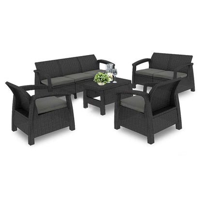 Set de mobilier de grădină Corfu max set, culoare grafit, cu perne gri deschis