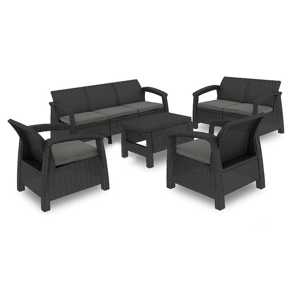 Set de mobilier de grădină Corfu max set, culoare grafit, cu perne gri deschis