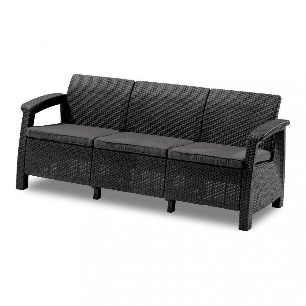 Set de mobilier de grădină Corfu max set, culoare grafit, cu perne gri deschis