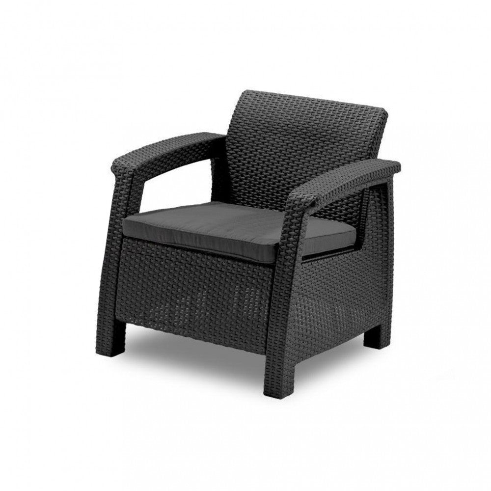 Set de mobilier de grădină Corfu max set, culoare grafit, cu perne gri deschis