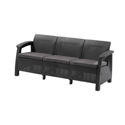 Canapea Corfu love seat max, culoare grafit, cu pernă gri deschis