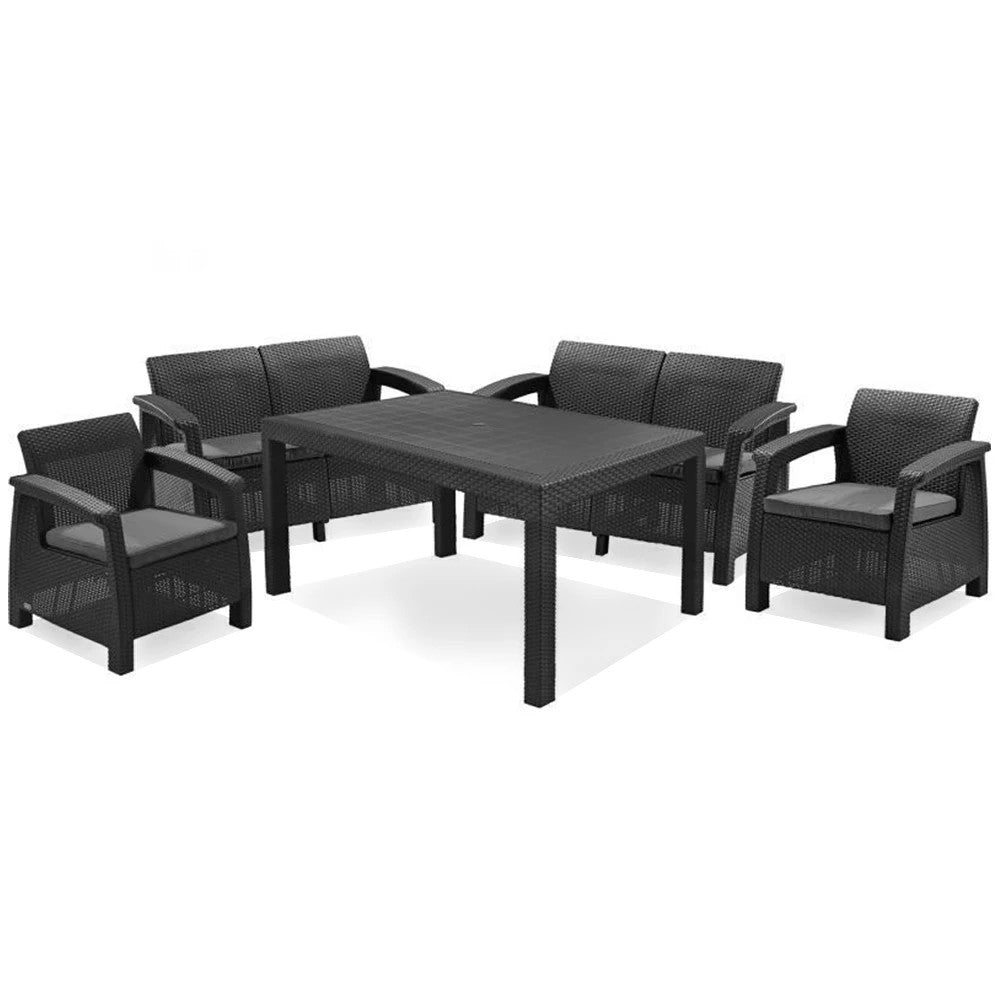 Set de mobilier de grădină Corfu Fiesta, culoare grafit, cu perne gri deschis