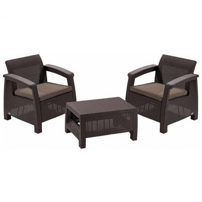 Set de mobilier de grădină Corfu Weekend Set, culoare maro, cu perne taupe calde