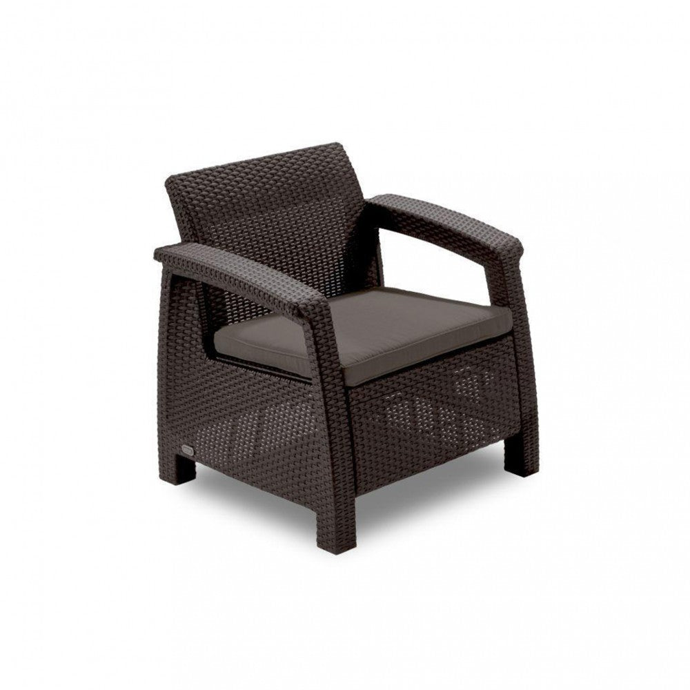 Set de mobilier de grădină Corfu Weekend Set, culoare maro, cu perne taupe calde