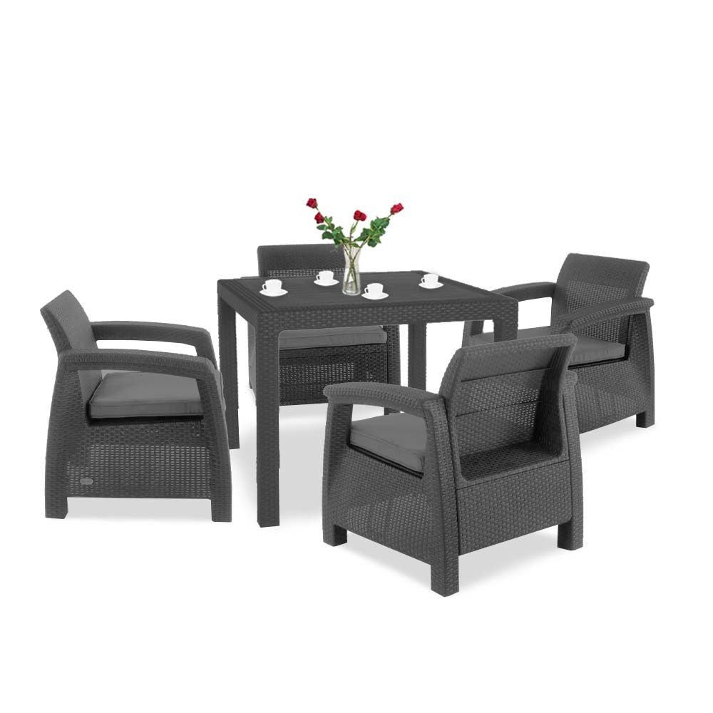 Set de mobilier de grădină Corfu Fiesta II cu 4+1 locuri, culoare grafit