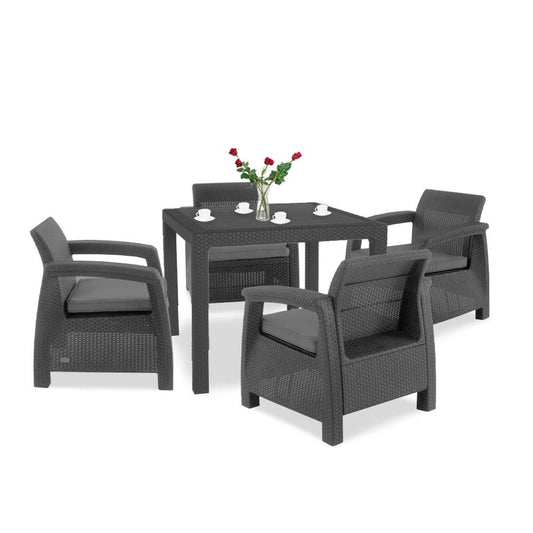 Set de mobilier de grădină Corfu Fiesta II cu 4+1 locuri, culoare grafit