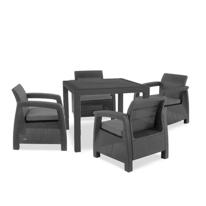 Set de mobilier de grădină Corfu Fiesta II cu 4+1 locuri, culoare grafit