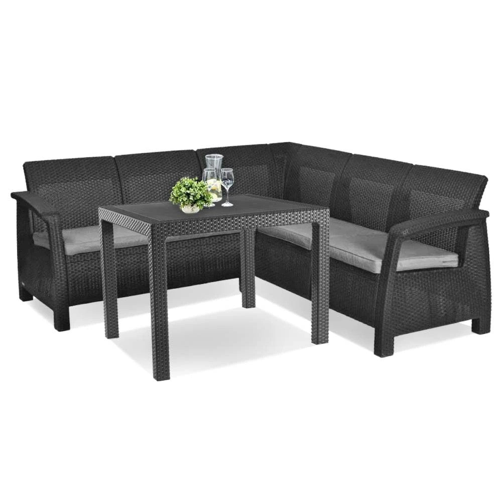 Set de mobilier de grădină Corfu Relax cu masă de cvartet melodic, grafit