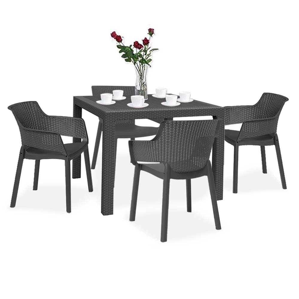Set mobilier de grădină Evody Quartet 4+1, grafit