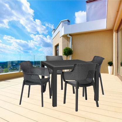 Set mobilier de grădină Evody Quartet 4+1, grafit